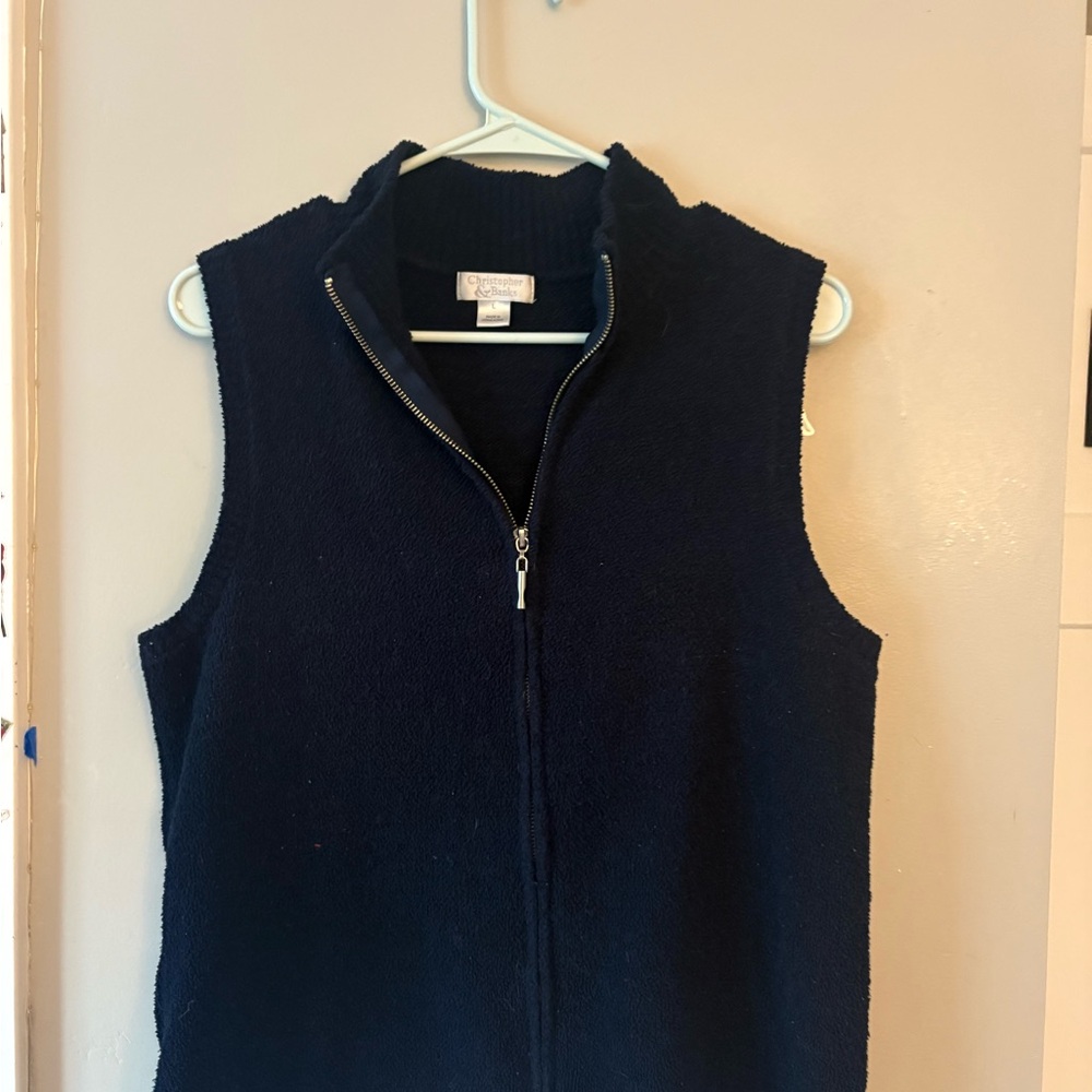 Christopher & Banks Black Zip-Up Vest